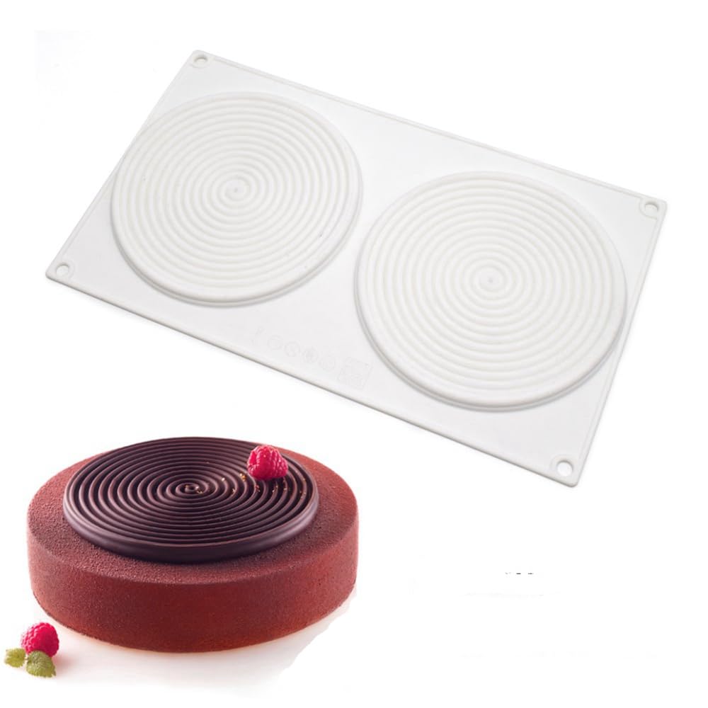 Round Spiral Shaped Cake Silicone Baking Mold Diy Spiral Silicone Candy Mould (Round Spiral B_11.88 X6.84X 0.36 Inch)