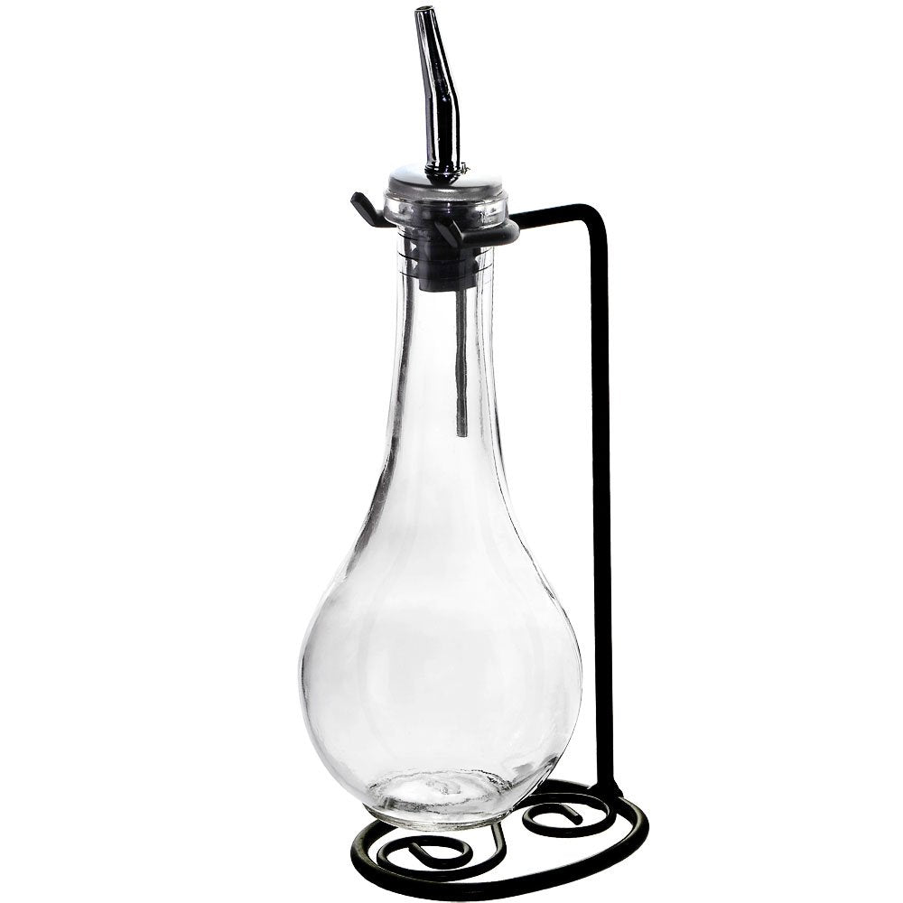 Couronne Company Drop Single Oil & Vinegar Glass Cruet Set W/Stand, 8 Oz, Clear, 1 Piece