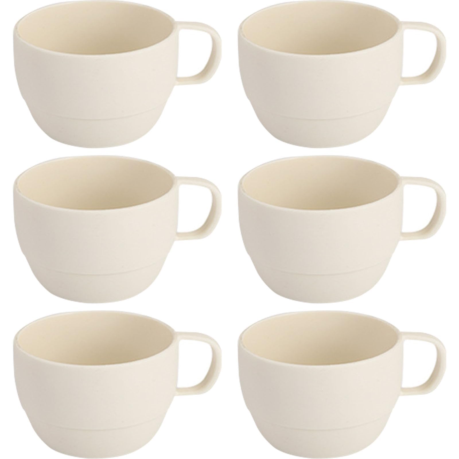 MKYHBOO Plastic Coffee Mugs Set of 6, 11oz Unbreakable Drinking Glasses With Handle, White Small Lightweight Tea Cups
