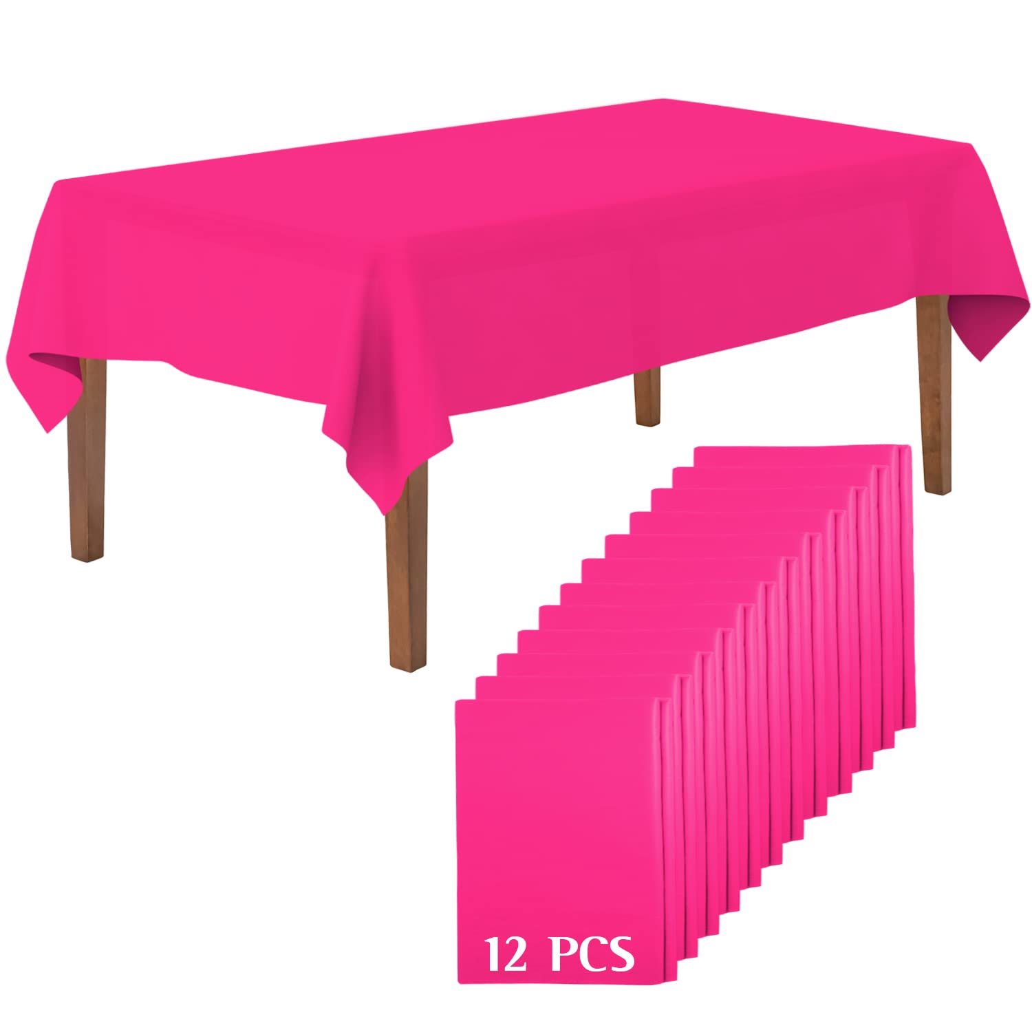 Mountclear Disposable Plastic Tablecloths For Parties [Pack Of 12] 54X108    Rectangle Table Cover For Indoor & Outdoor Tables-
