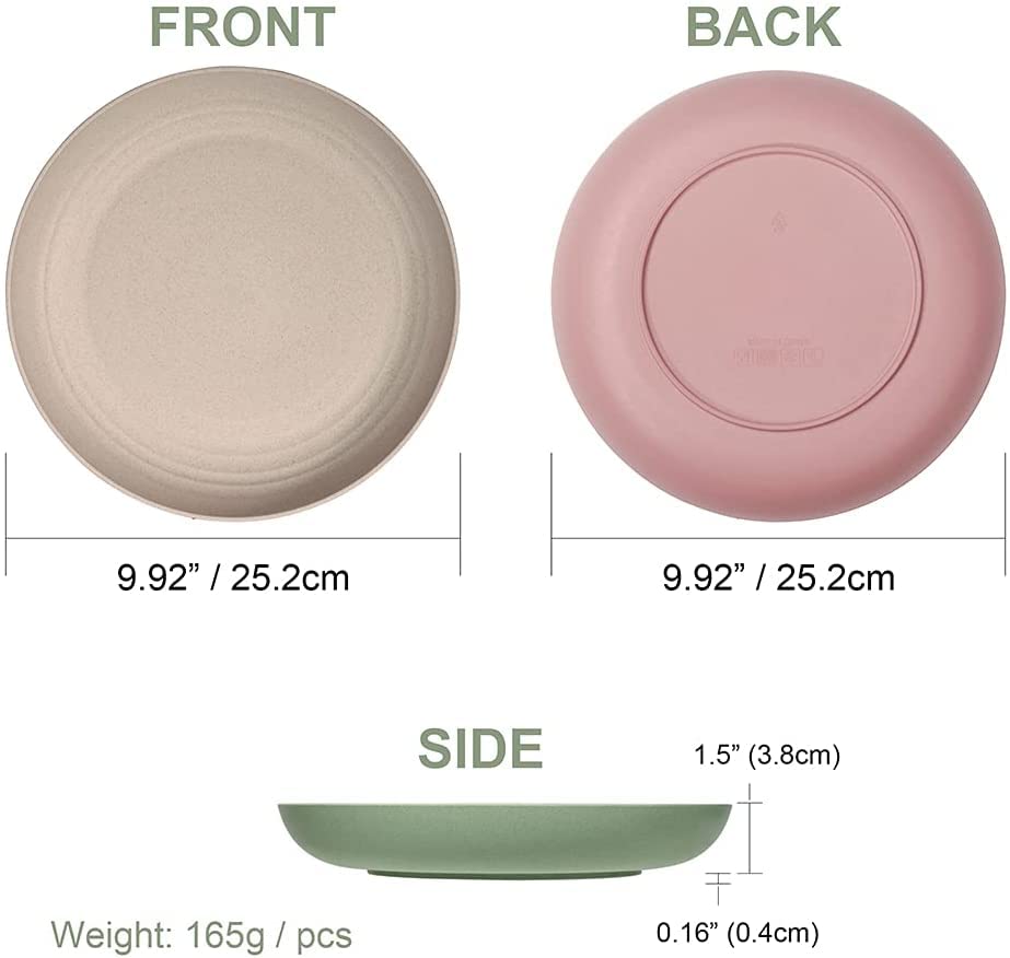 Hobein 6 Pack 10 Inch Wheat Straw Dinner Plates - Dishwasher & Microwave Safe Lunch Plates Reusable Eco-Friendly Lightweight Unb