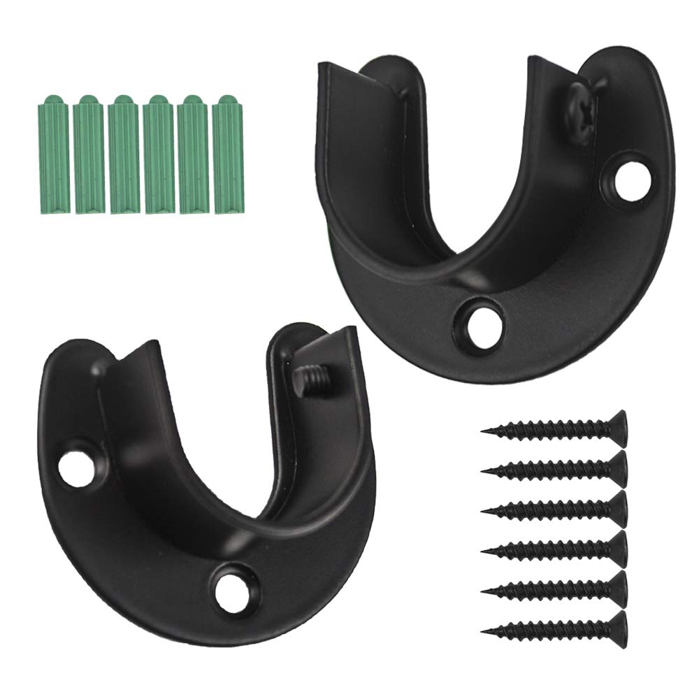 Zipseven 1-Inch Shower Closet Rod Holder Set U Shaped Hanging Rod Flange Socket Heavy Duty Curtain Pole Bracket Supports Stainle