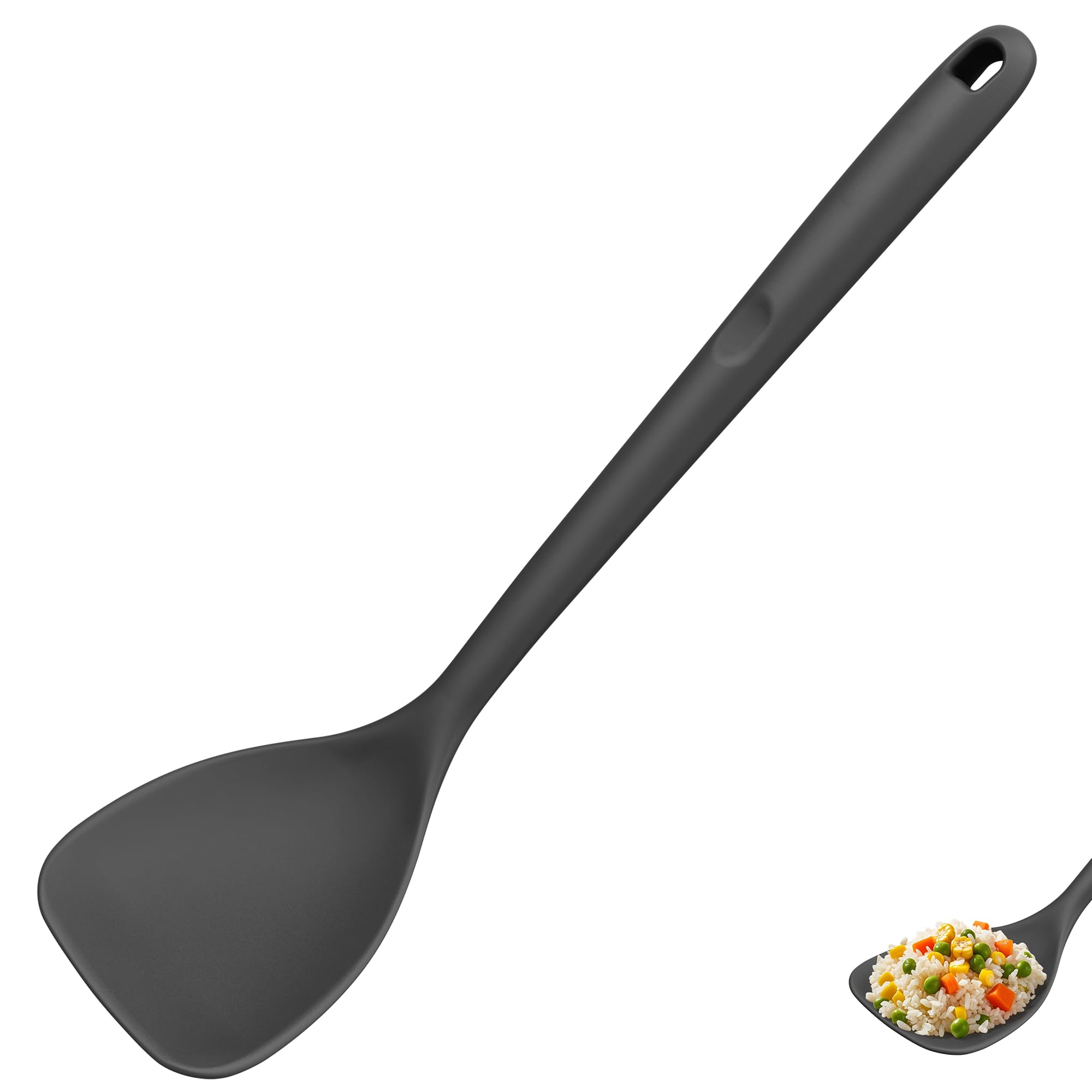 UTaste Silicone Wok Spatula, 600F Heat Resistant Stir Fry Tool, Black