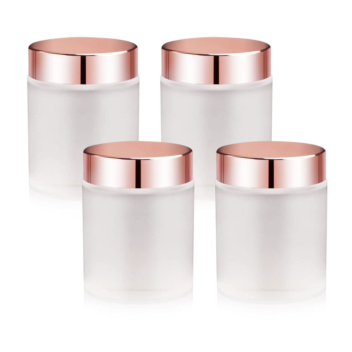 4 Pack,3.4 Oz Frosted Glass Jars With Lids,Round Empty Storage Containers With Rose-Golden Lids & Inner Liners,Travel Jars Pot F