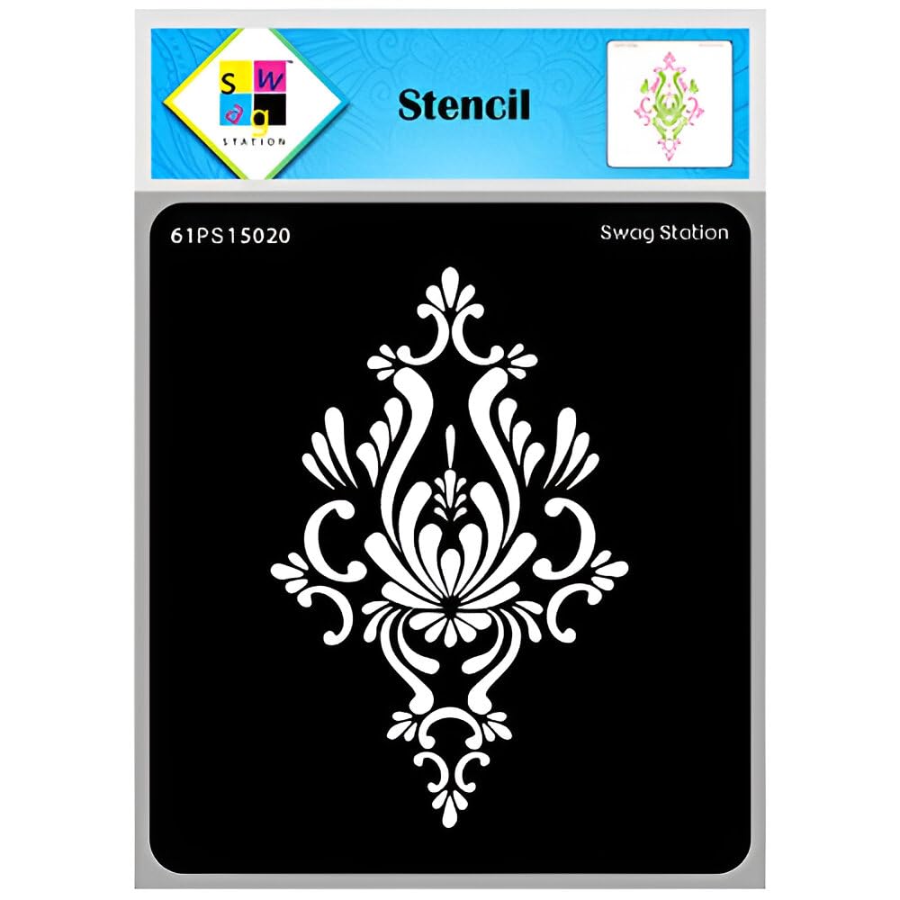 SWAGSTATION Indian Motif 2 Stencils Reusable Painting Template for Art and Craft 6x6 Inches Mixed Media, Wall Painting, Home De