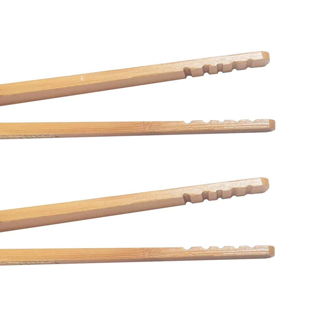 2 Pieces 7 Inch Bamboo Toaster Tongs, Natural Bamboo Wood Tongs For Toast Pickles Tea Cooking Kitchen Straight Tongs