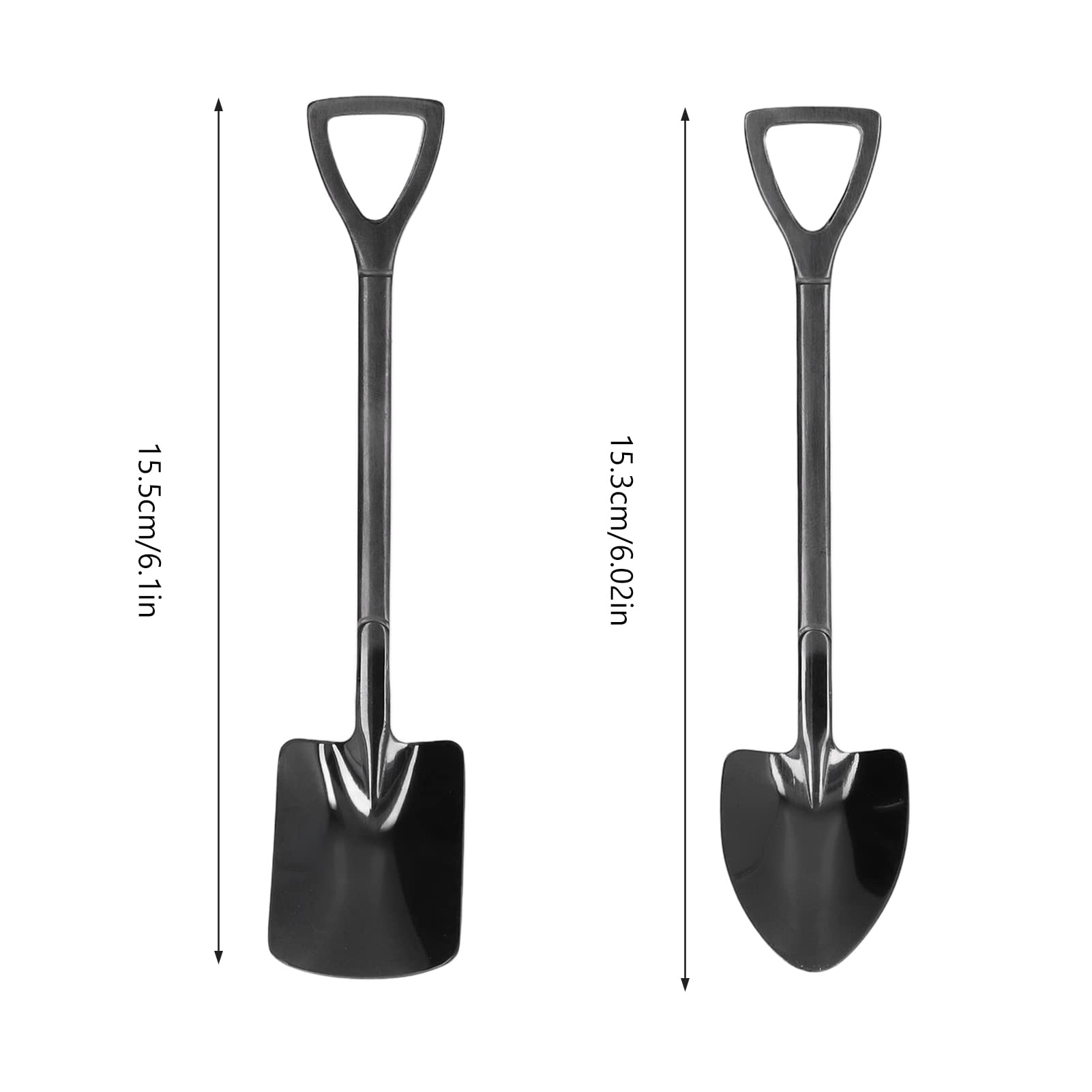 2Pcs 6In Stainless Steel Shovel Spoons, Novel Dessert Ice Cream Spoon With Ergonomic Design Handle, Mini Tableware Supplies For