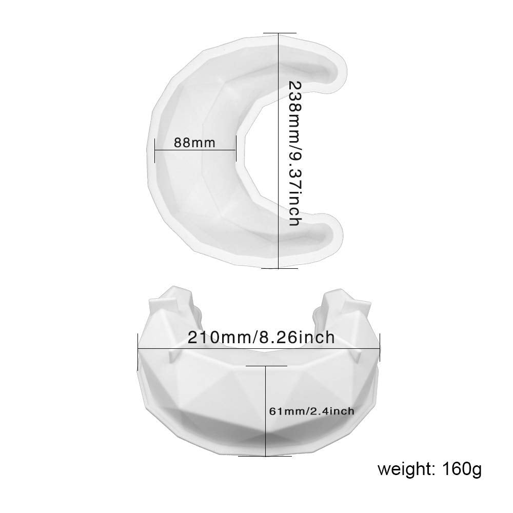 3D Diamond Moon Shaped Silicone Cake Baking Mold Crescent Moonlight Sonata Mousse Pan Bread Pizza Baking Mold Kitchen Bakeware T