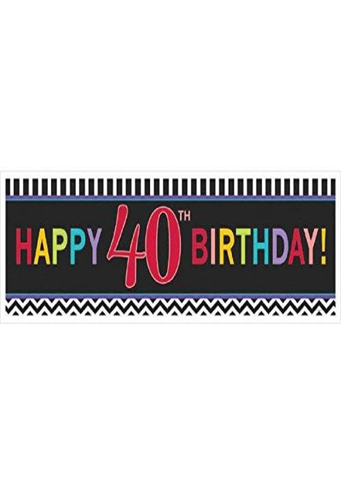 Must-Have Chevron and Stripes 40th Birthday Party Giant Sign Banner Decoration, Multi , 65x20 Paper