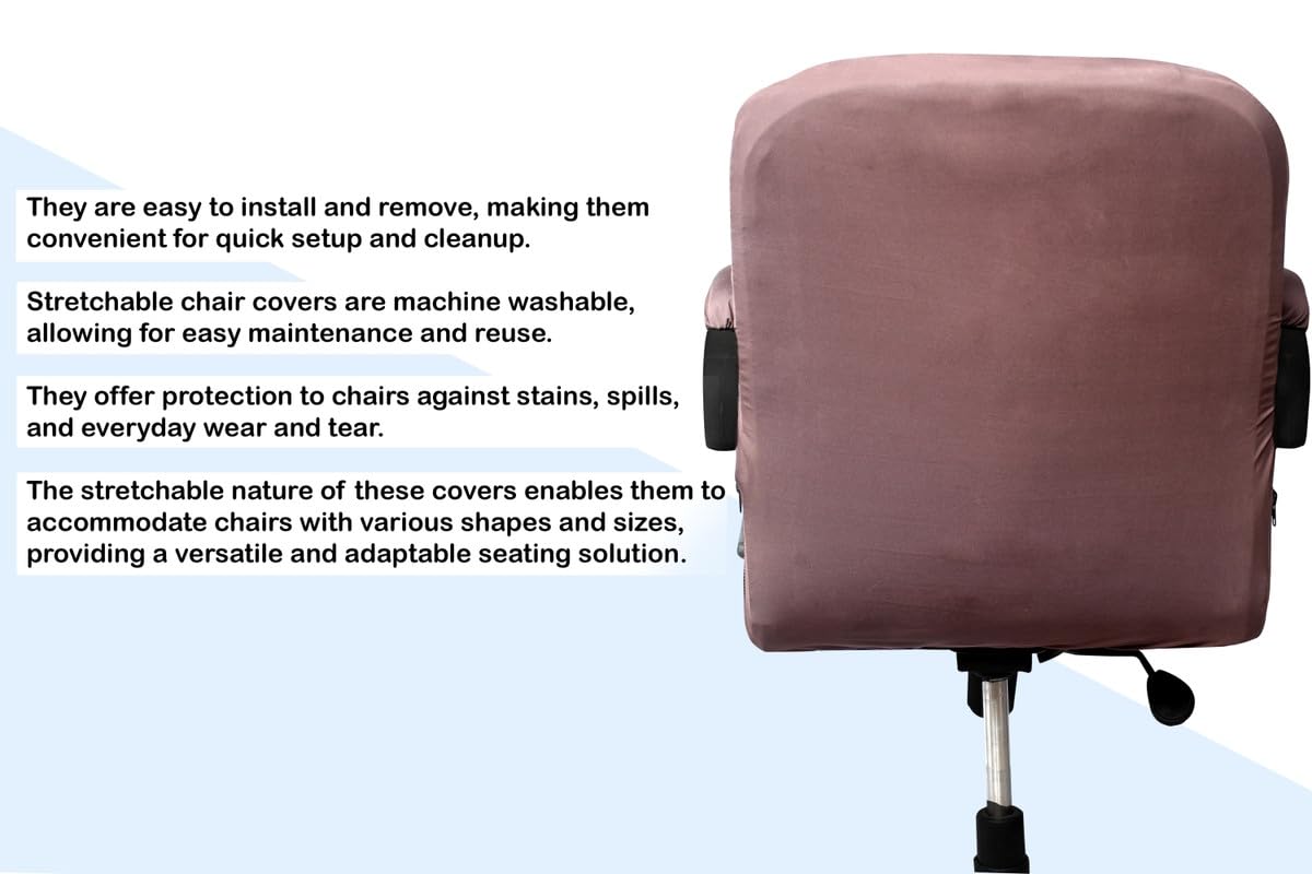 The Furnishing Tree Spandex Office Chair Cover With Handle Cover Coffee Set Of 3