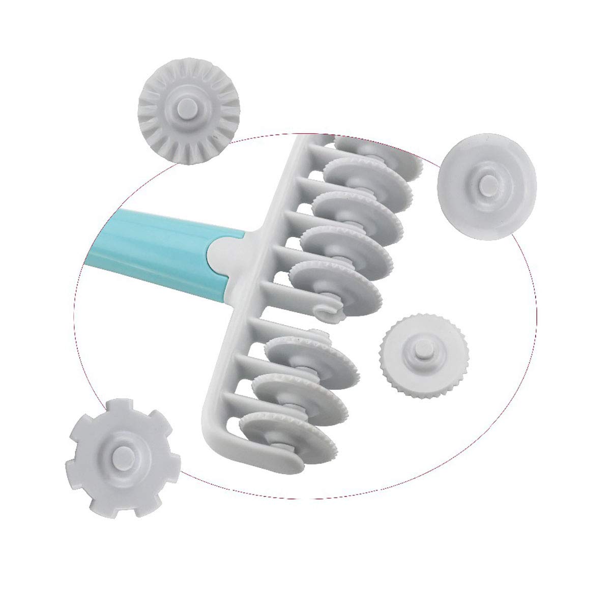 UpTuoLi Lattice Roller Cutter Set - 37pcs Plastic Dough & Pastry Tools, Blue/White, Includes Fondant & Pizza Cutters