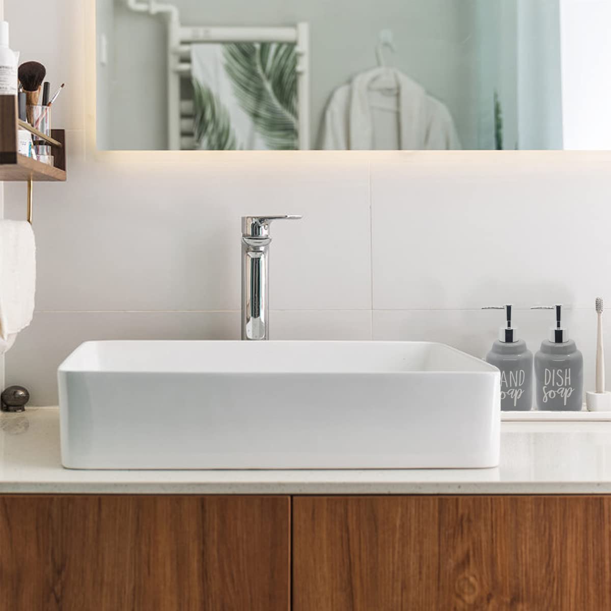 2 Pack Ceramics Hand Soap And Dish Soap Dispenser Set For Kitchen And Bathroom, Refillable Liquid Hand Soap Dispenser, Premium K