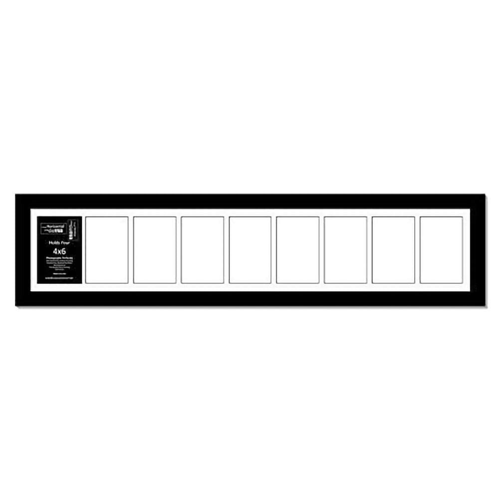 Creative Letter Art 4    x 6    Multiple Opening Picture Frame Collage with 9 holes, Manhattan Black Frame with 8 x 38-inch Whit