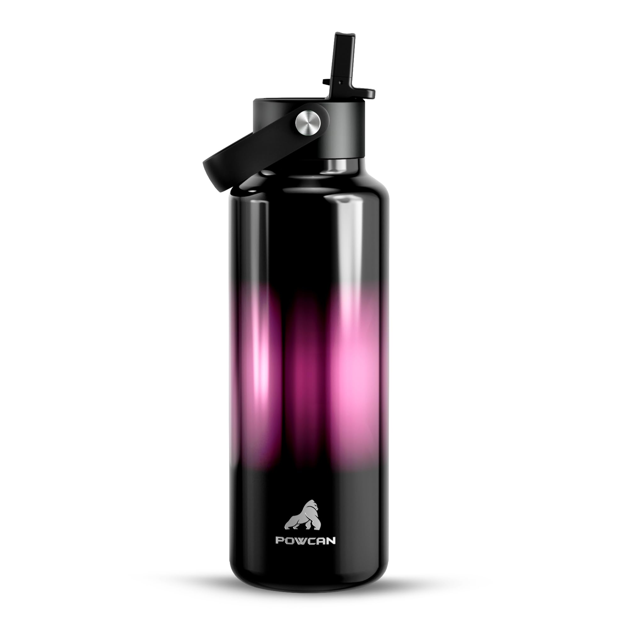 POWCAN 18 oz Insulated Water Bottle with Straw: Cold for 24H, Lightweight, Flex Cap, Stainless Steel Kids Water Bottle for Sport