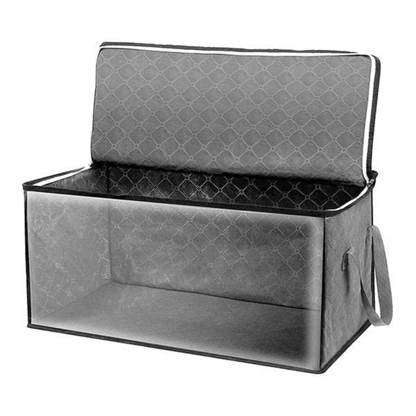 Heavenglow 2X Home Clothes Storage Bag Foldable Organizer Container For Blankets Quilts Gray