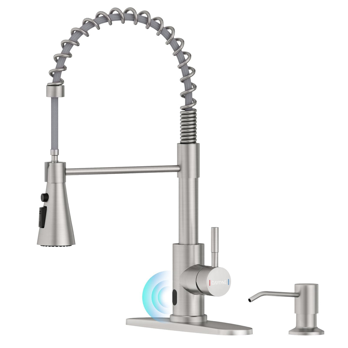 Dayone Touchless Kitchen Sink Faucet With Pull Down Sprayer And Soap Dispenser, Stainless Steel Motion Sensor Touch Faucet For K
