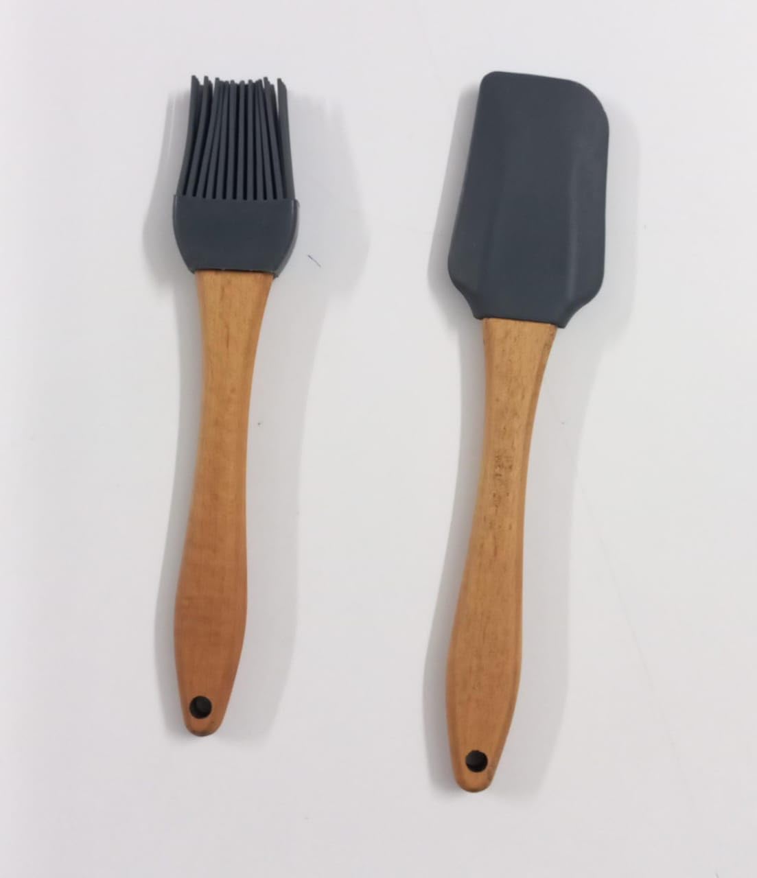 Clazkit Silicone Oil Brush For Cooking & NonStick Silicone Spatula Baking & Mixing  With Wooden Handle, NonStick Cookware Hea