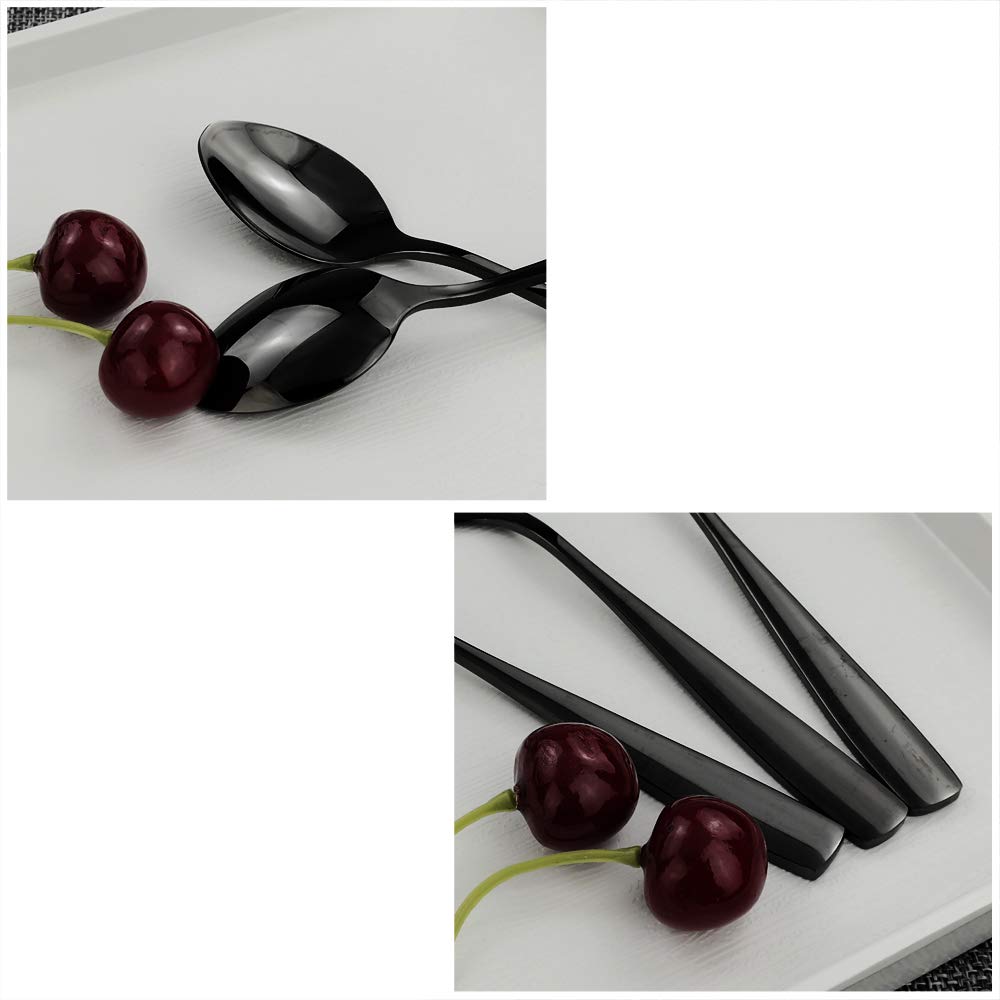 Teyyvn 16-Piece Stainless Steel Tea Spoons, Black Small Spoon