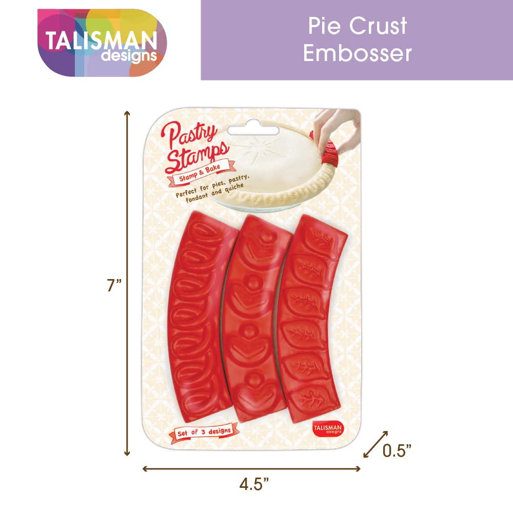 Talisman Designs Pastry Stamps | Set Of 3 | Pie Crust Embosser | Pie Decorating Tools & Gadgets | Pie Baking Crust Cutters | Cut