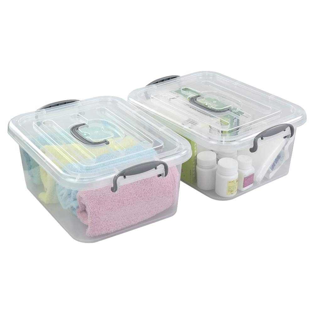 Kekow 2-Pack Clear Storage Latch Box, Plastic Containers With Lids, 8 L