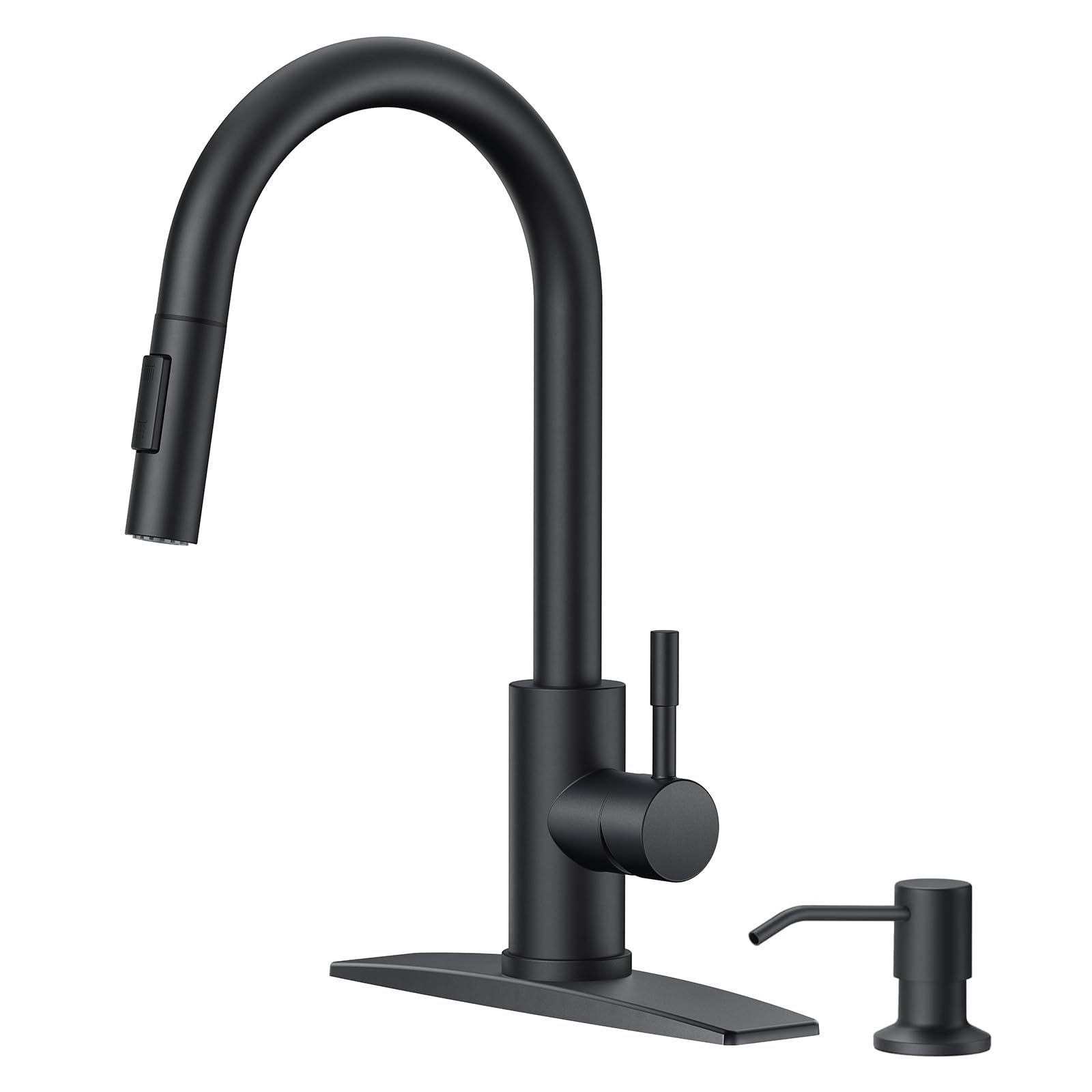 Forious Kitchen Faucet With Soap Dispenser, Black Kitchen Faucet With Pull Down Sprayer, Stainless Steel Modern Kitchen Sink Fau