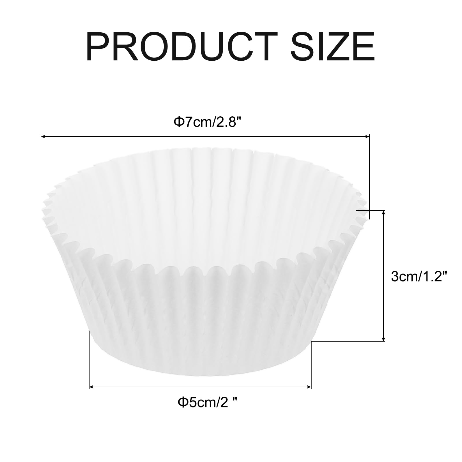 Uxcell 300 Pcs Cupcake Liners, Muffins Paper Baking Cups Wrappers Standard Greaseproof For Baking Cupcake Wrapper, White