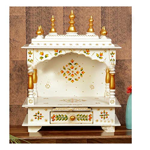 Kamdhenu Art And Craft Wood Home Temple (18 X 12 X 24 Inch, White)