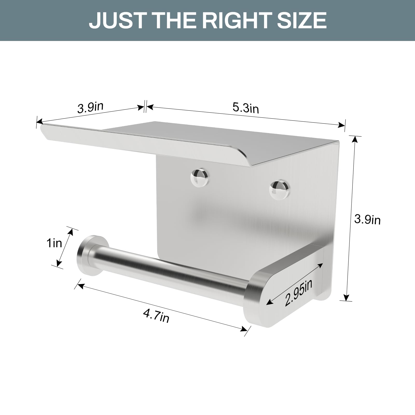 Setsail Toilet Paper Holder With Shelf Adhesive Or Screw-In Bathroom Toilet Paper Roll Holders Wall Mount Heavy-Duty Brushed Nic