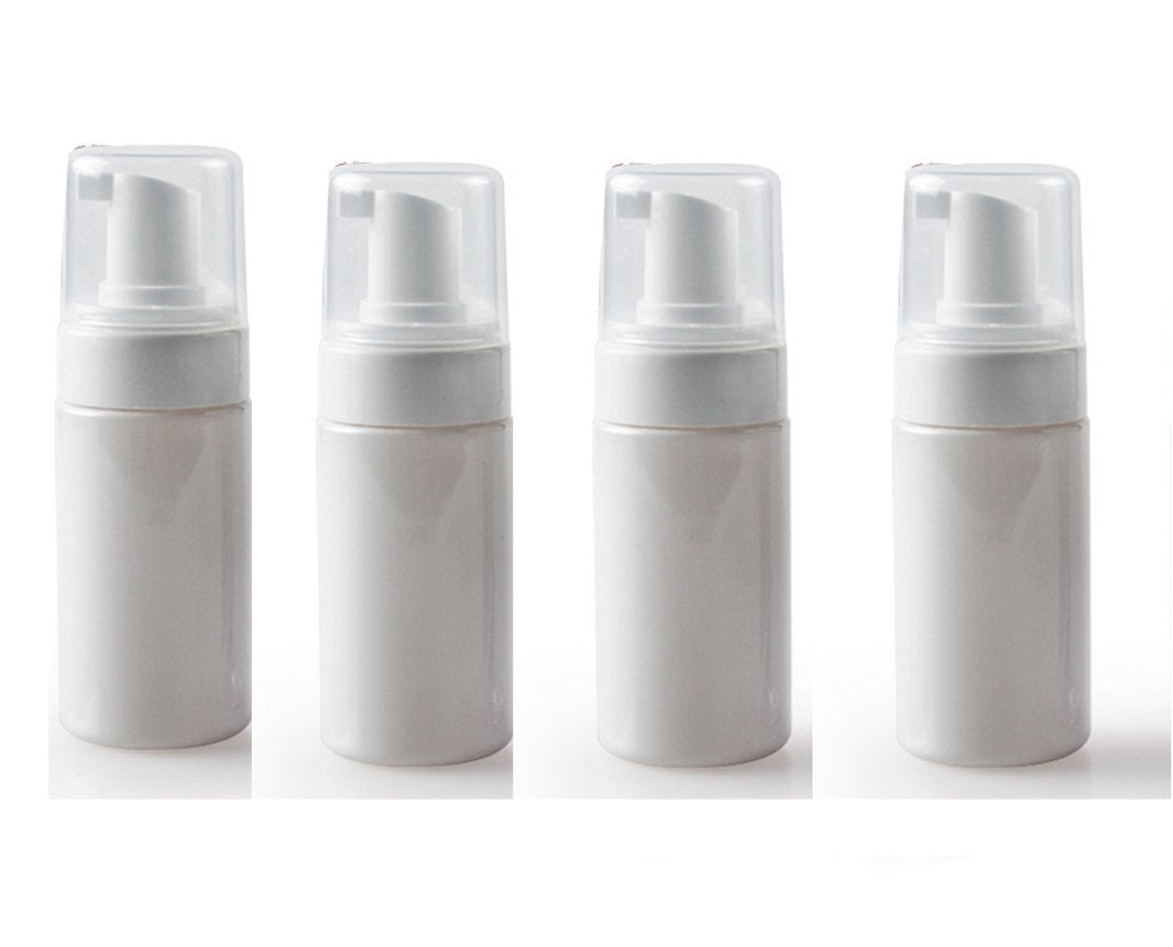 Pack Of 4, 100Ml/3.3Oz Foaming Dispenser Pump Bottles Storage Containers For Lotion Liquid Soap (White)
