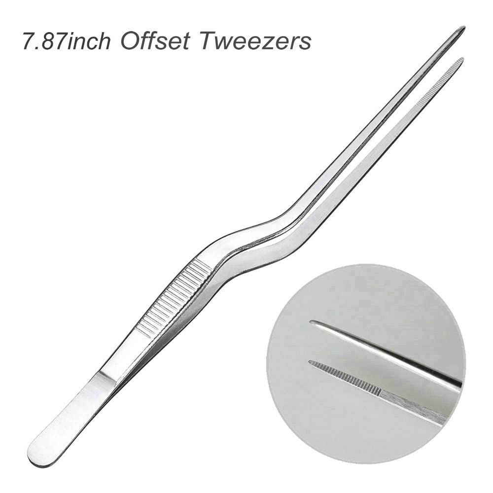 2-Piece Stainless Steel Kitchen And Culinary Cooking Tweezers Set,Precision Serrated Tips Chef'S Tongs For Cooking Food Design,G
