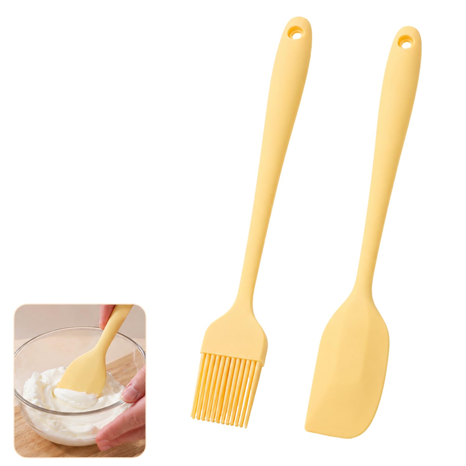 Flavizo Silicone Scraper Spatula And Oil Brush Set, Spatula Silicone, Silicone Oil Brush For Cooking, Oil Brush For Kitchen, Scr