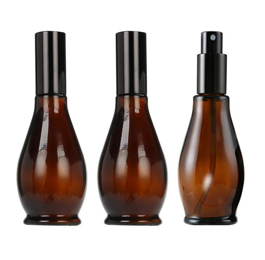 Upstore 3Pcs Empty Refillable Amber Glass Spray Bottle Jars With Black Cap Cosmetic Vials Sample Packing Storage Containers Fine