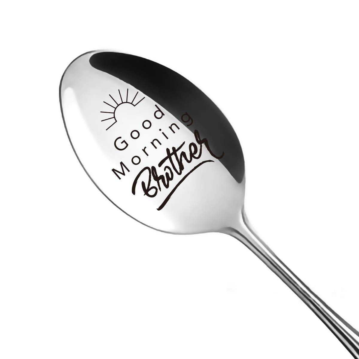 Aakihi Best Brother Gifts From Sister Funny - Good Morning Brother Spoon - Funny Brother Spoon Engraved Stainless Steel - Tea Co