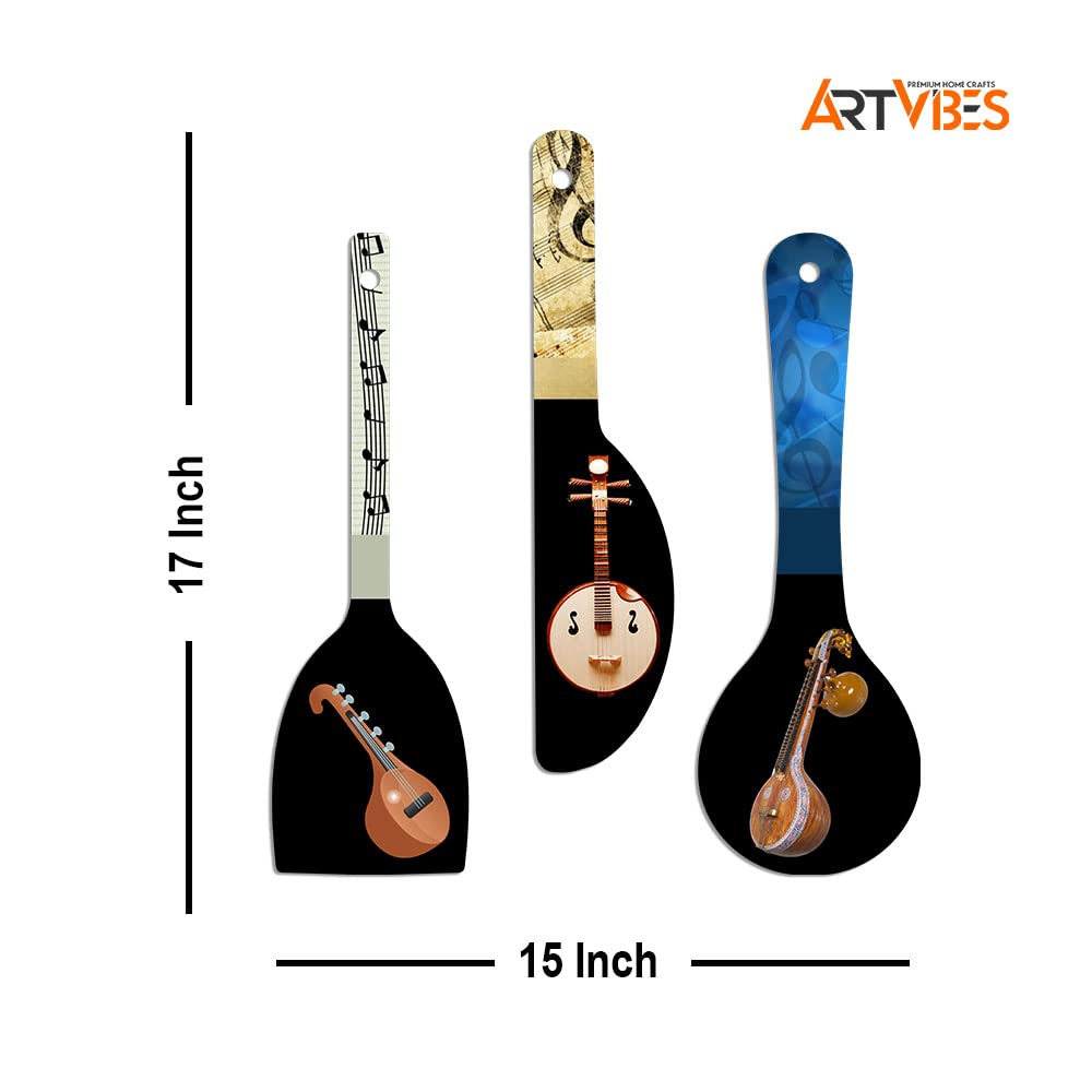 Artvibes Sitar Music Instrument Wooden Wall Hanger for Home | Office | Living Room | Gift | Modern Decoration Items | Kitchen Wa