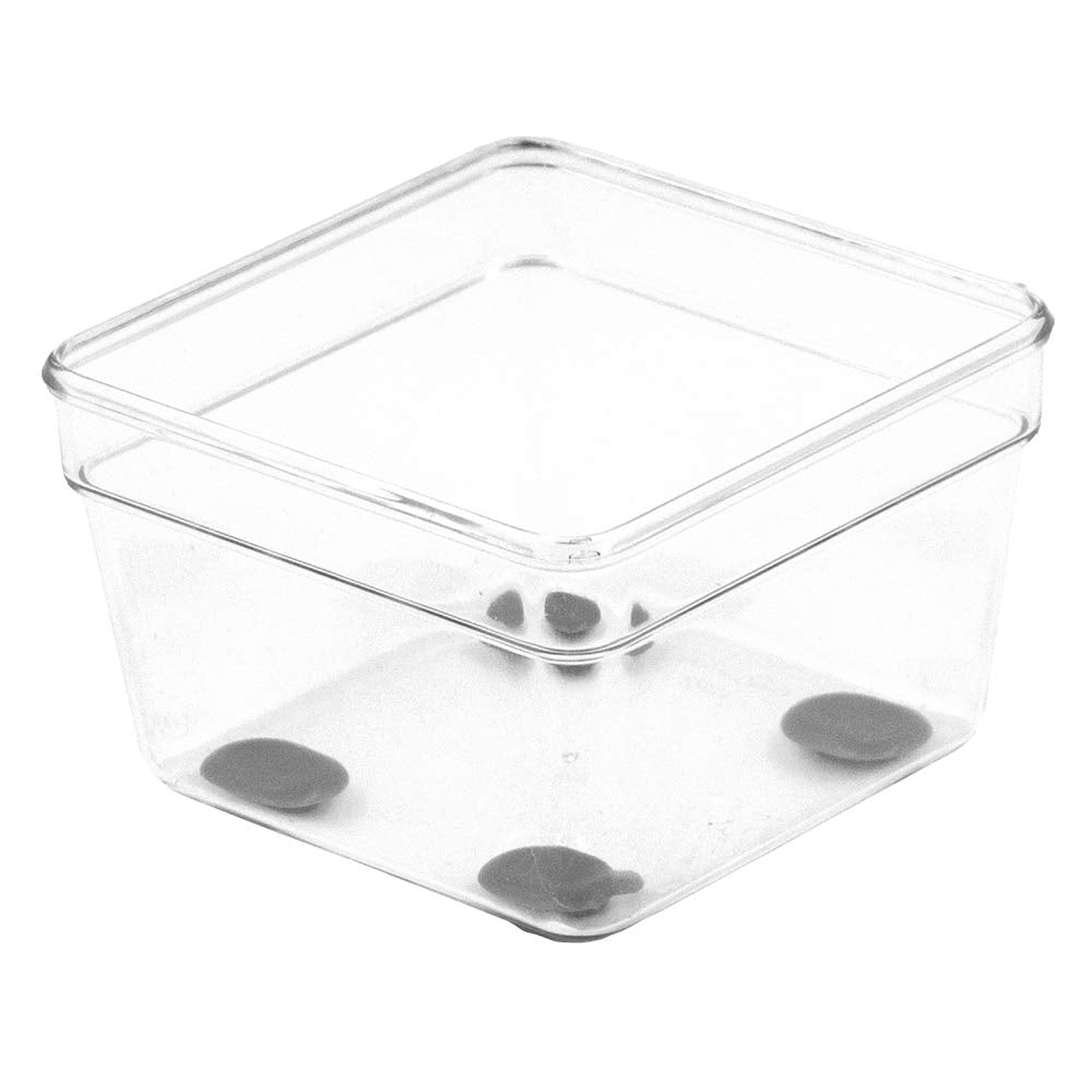 Glad Plastic Drawer Storage Tray - Heavy Duty Organizer Bin For Home, Kitchen, Bath, Bedroom, Office Non-Slip Feet, Clear, 3 X 3