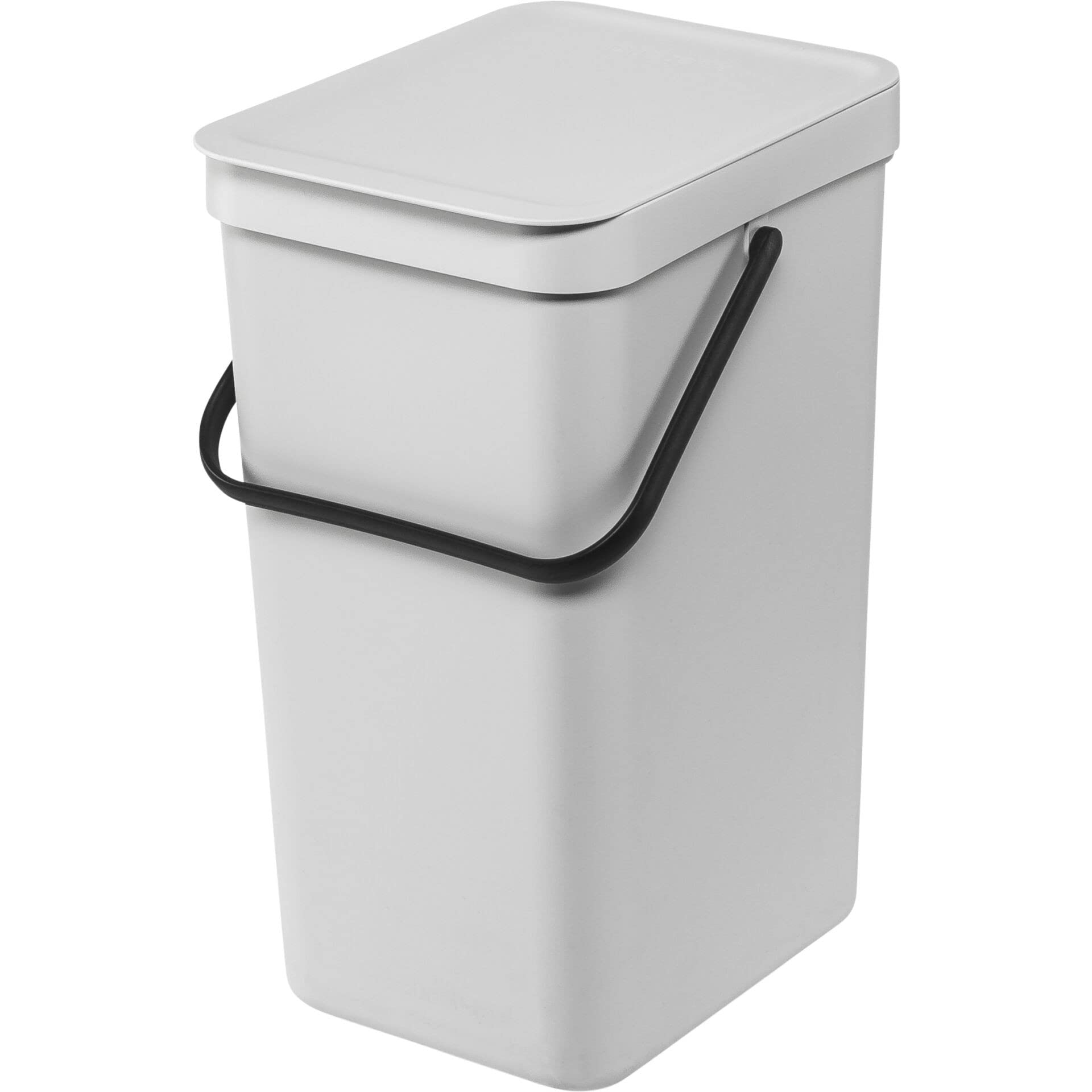 Brabantia Sort & go Kitchen Recycling can (42 galLight gray) Stackable Waste Organiser with Handle & Removable Lid  Easy clean  Fixtures Included for Wallcupboard Mounting