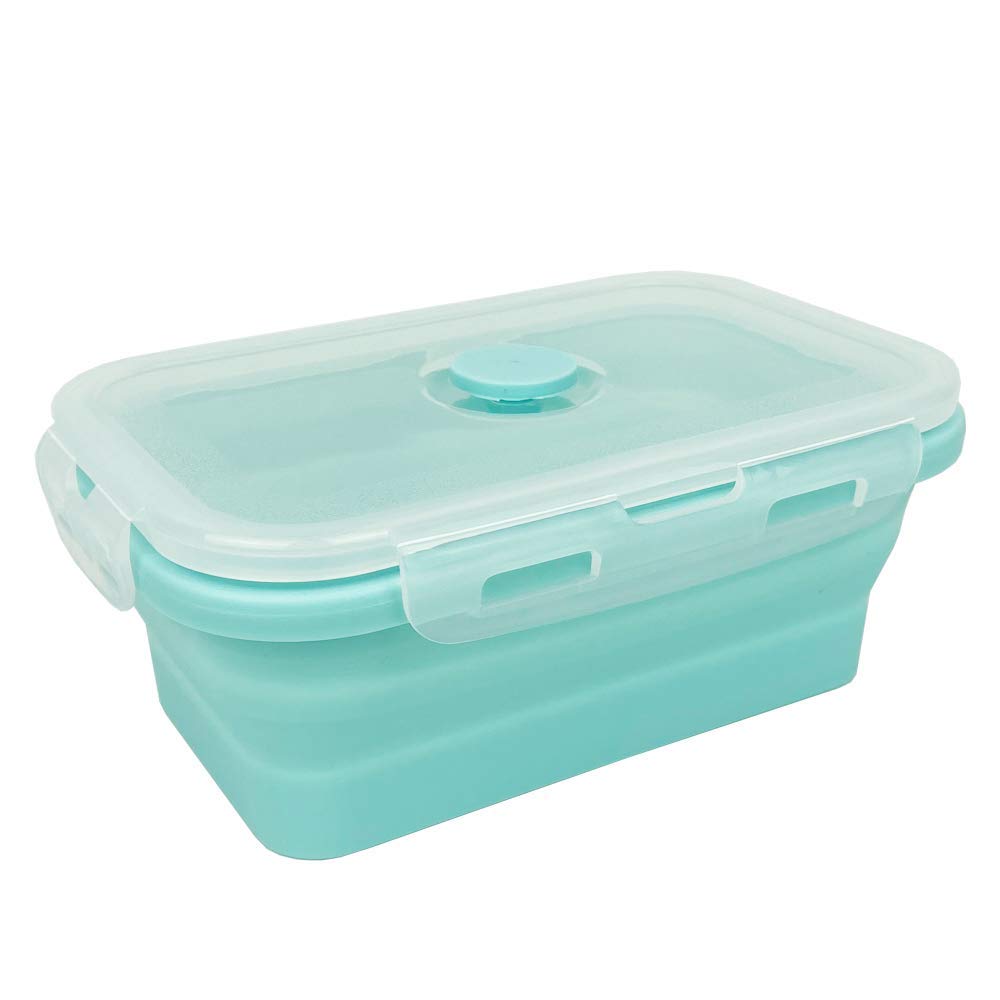 CARTINTS Silicone Collapsible Food Storage Containers-Prep/Storage Bowls with Lids - Set of 3 Square Silicone Lunch Containers - Microwave  Dishwasher and Freezer Safe (blue)
