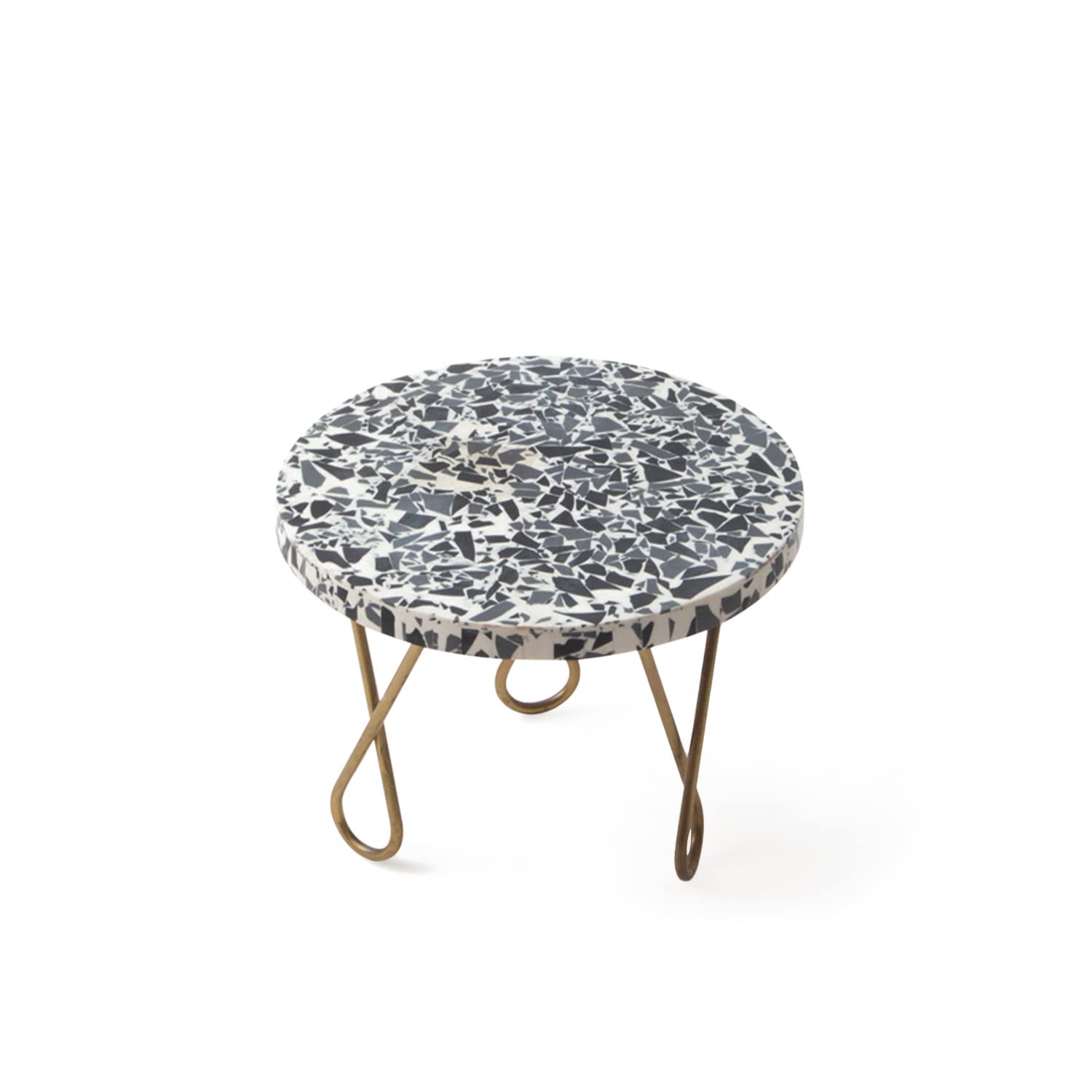 Casadecor Rainbow Speckled Resin & Metal Pizza Cake Stand | 8-Inch Round Dessert Display & Serving Stand For Cakes, Pizza, Pastr