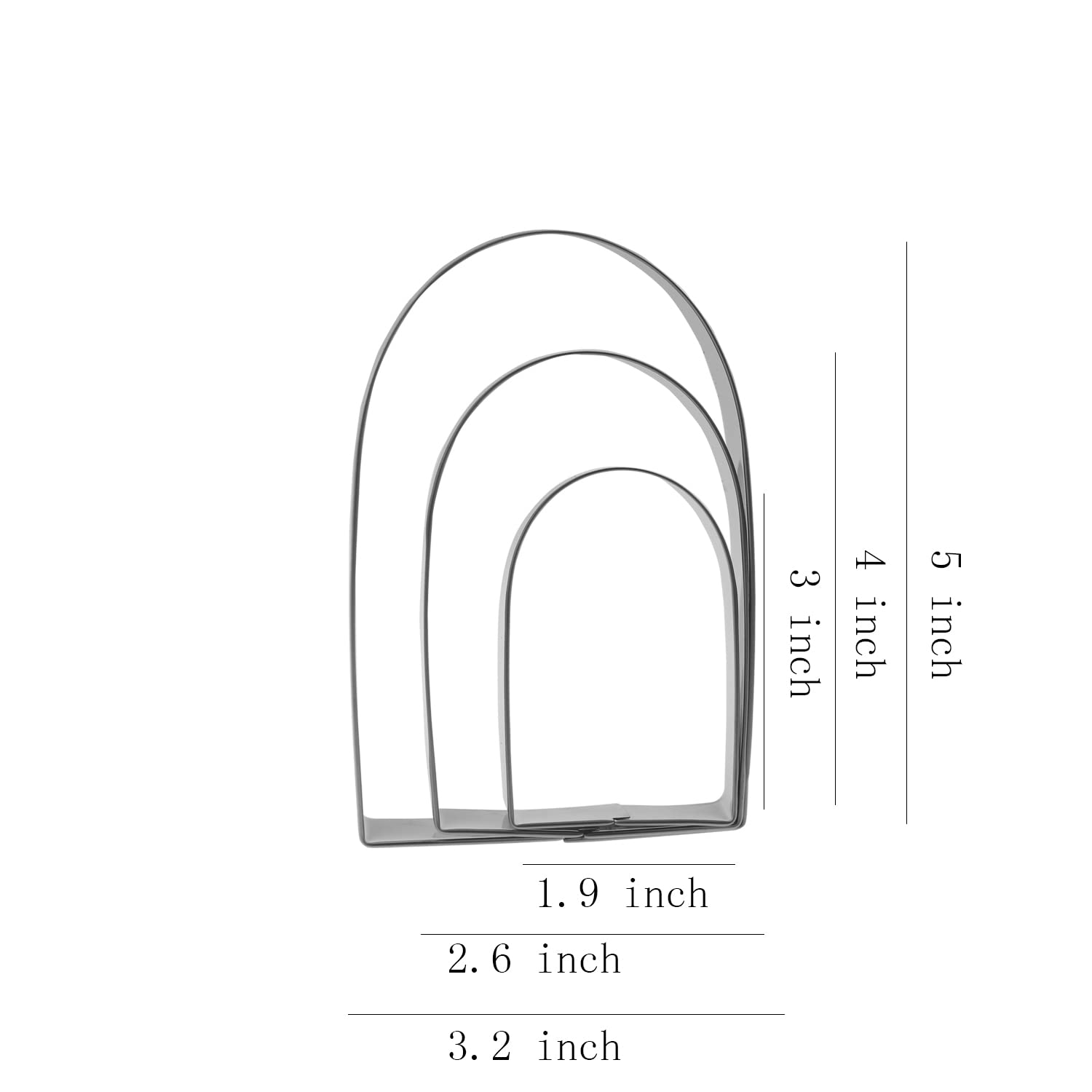 Arch Cookie Cutter Set - 5   ,4   ,3    - 3 Piece - Stainless Steel