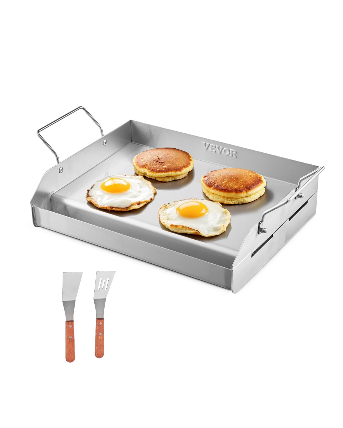 VEVOR Stainless Steel Griddle, 17x13 inch Universal Flat Top Rectangular Plate, Gas Grill Griddle for BBQ Grill, Teppanyaki, Por