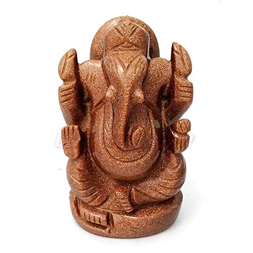 Om Pooja Shop Mangal Murti Ganesh Statue In Red Sunstone 90 Grams