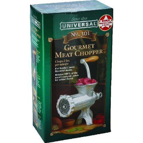 Universal Housewares Gourmet Meat Grinder 301A, Cast Iron, Silver, Pack of 1