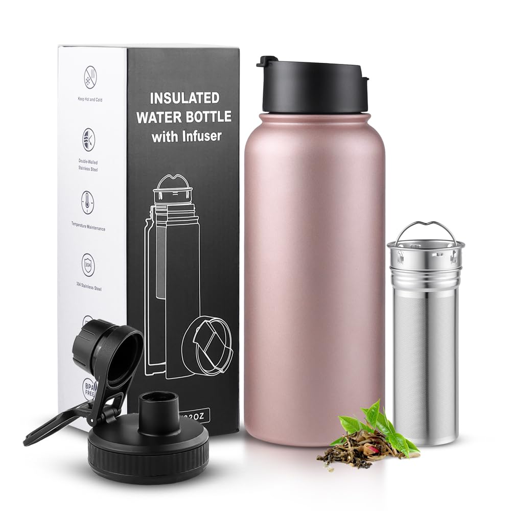 Sivaphe Infuser Water Bottle with Removable Strainer for loose leaf Tea 18/8 Stainless Steel 32 oz Insulated Tea Tumbler Gift fo