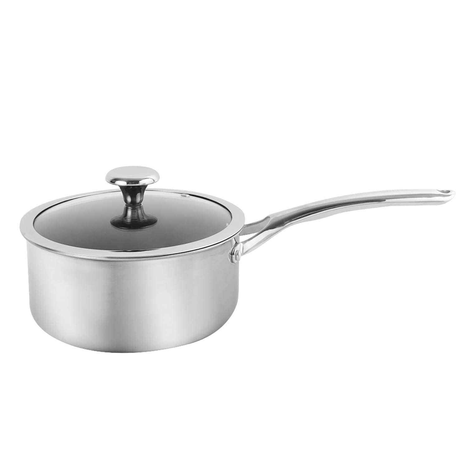 Corelle Duranano Saucepan 18Cm With Lid, TriPly Stainless Steel Pan, Zero Coating Non Stick Technology And Pfoa Free With Sturd