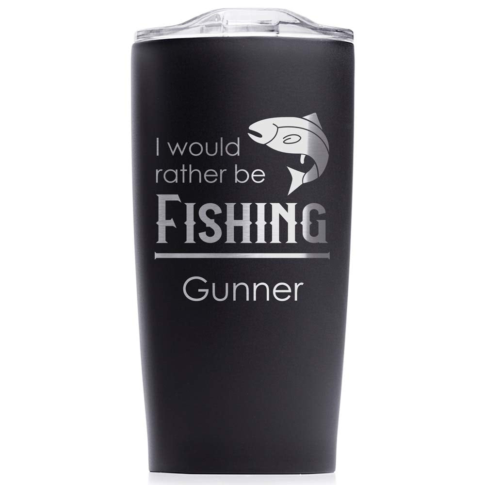 Lifetime Creations Engraved Personalized Fishing Stainless Steel Tumbler With Lid 20 Oz (Black): Fisherman Coffee Travel Mug Wit