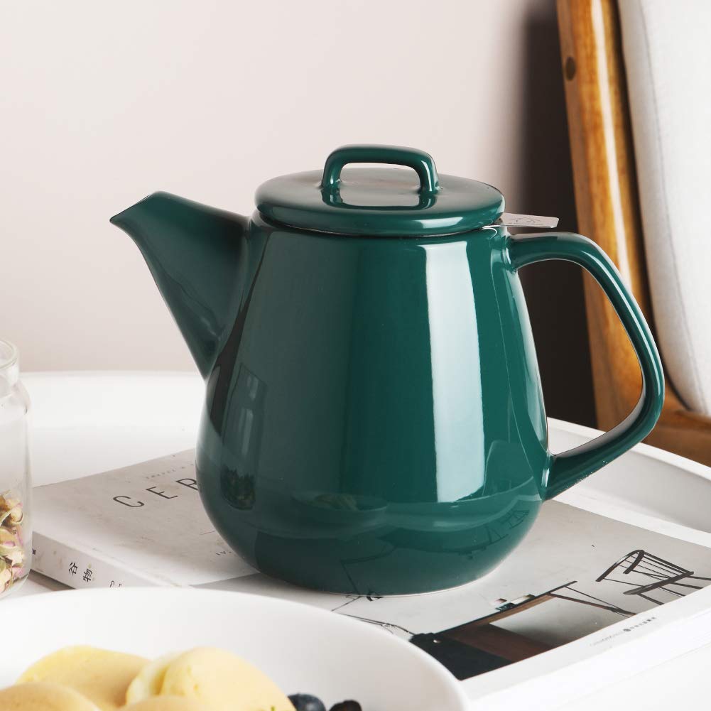 Sweejar Ceramic Teapot, Large Tea Pot With Stainless Steel Infuser, 40 Ounce, Blooming & Loose Leaf Teapot For Tea Lover, Gift,