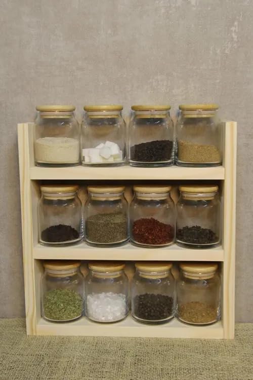 Royal 11 Art & Craft Wooden Spice Rack | Kitchen Organization Idea | Essential Oil Kitchen Shelves | Spices | Jar Shelf | Multif