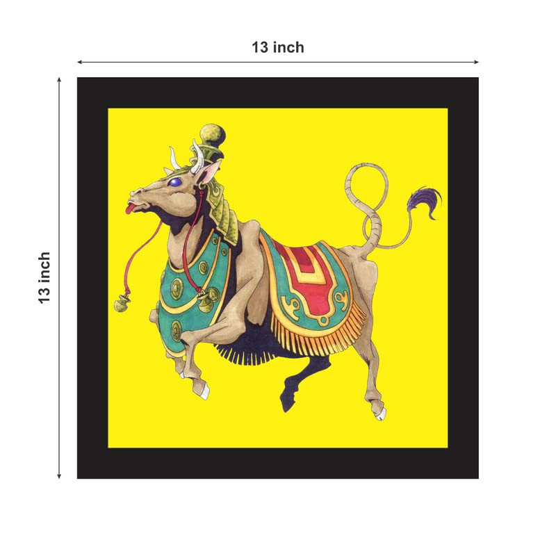 Agrada - Framed Painting Of Nandi (Shiv Ji Vahan) For Home, Office Wall Decor In Home Decorative Gift Item Digital Reprint Paint
