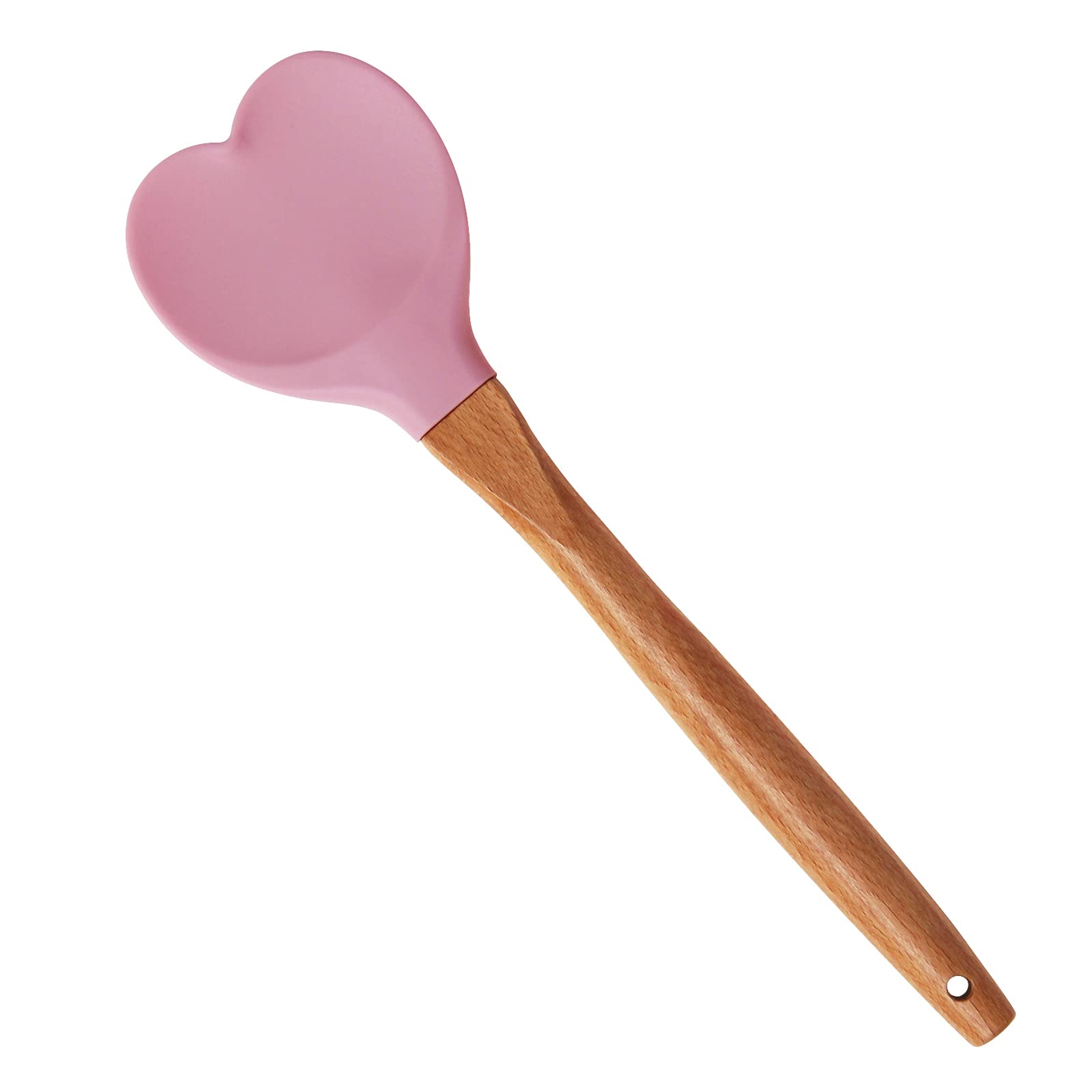 Yansumi HeartShaped Silicone Spatula with Wooden Handle for Nonstick CookwareKitchen Utensils for Baking,Cooking,Mixing,Scrapi