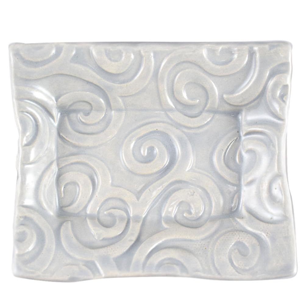 Handmade Textured Ceramic Soap Dish (Grey Swirl)